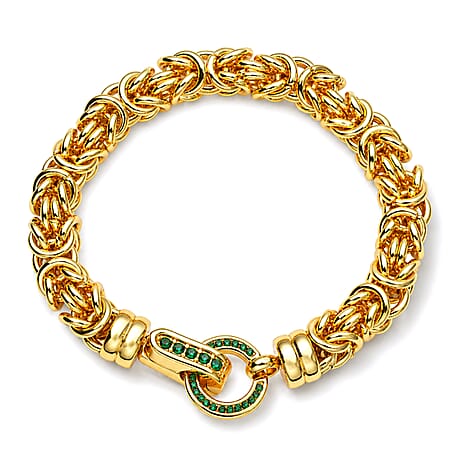 Luxury Hand Made Green Crystal Byzantine Link Bracelet (Size - 7.5)