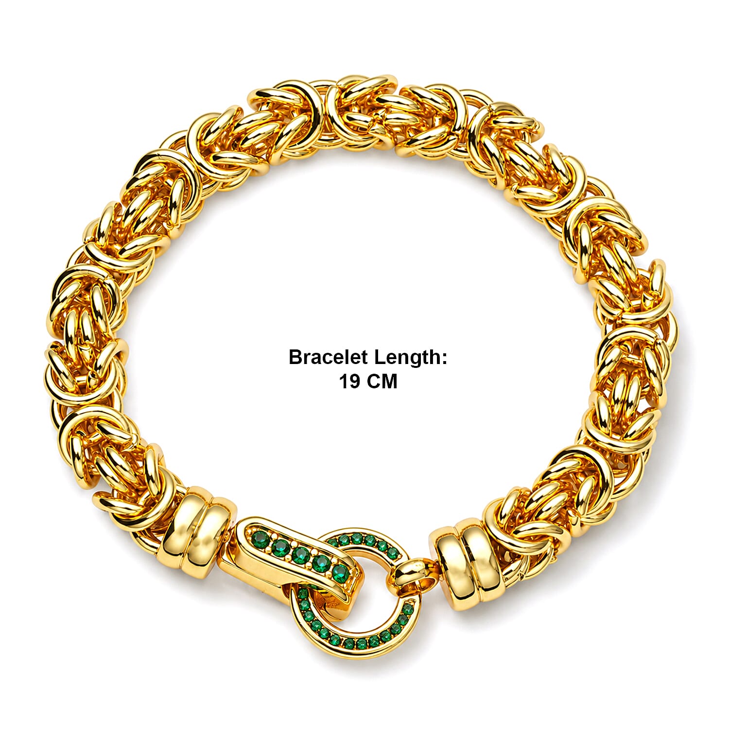 Green Crystal Byzantine Link Bracelet (Size - 7.5)