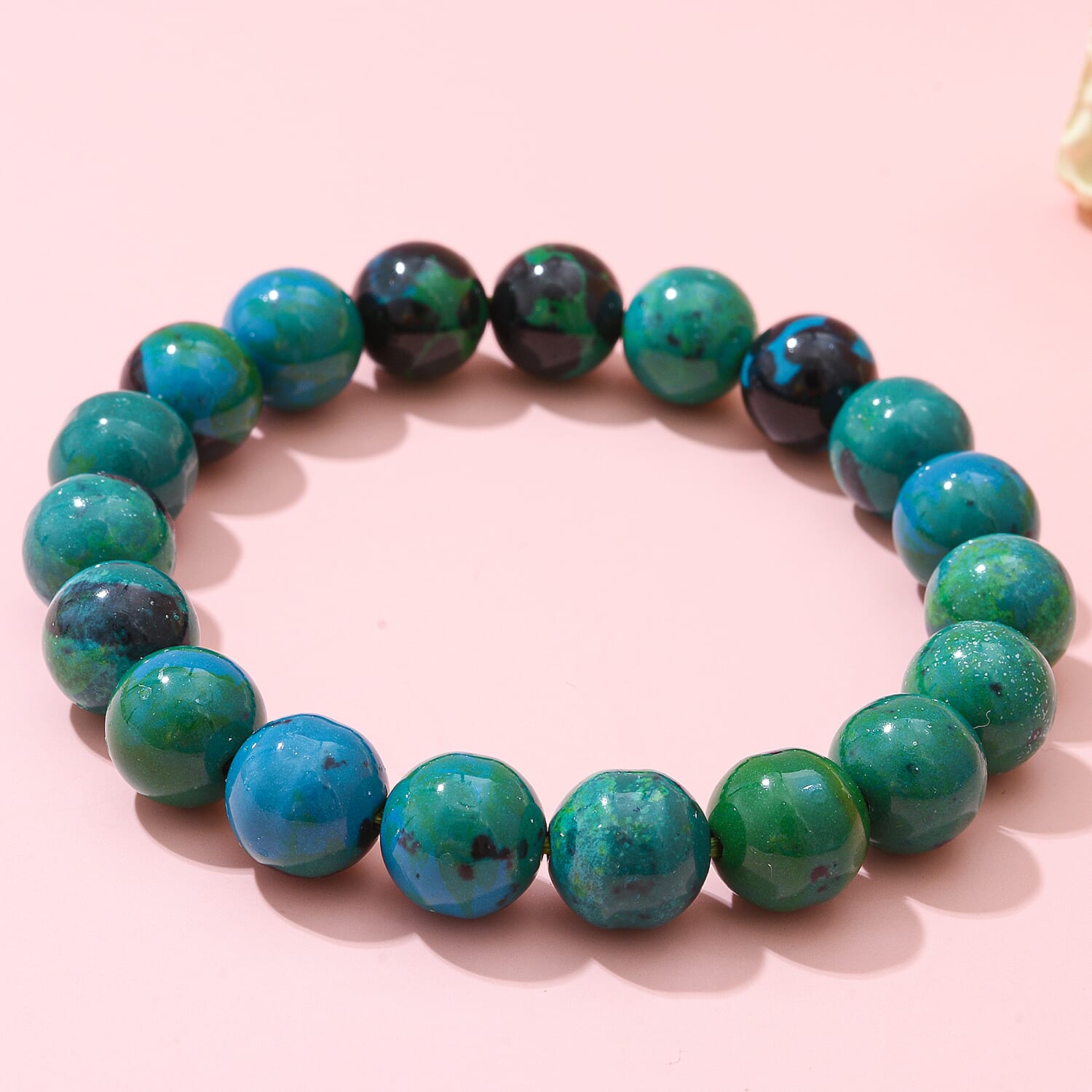 Chrysocolla Beads Bracelet (Size 7) Stretchable 120.00 Ct.