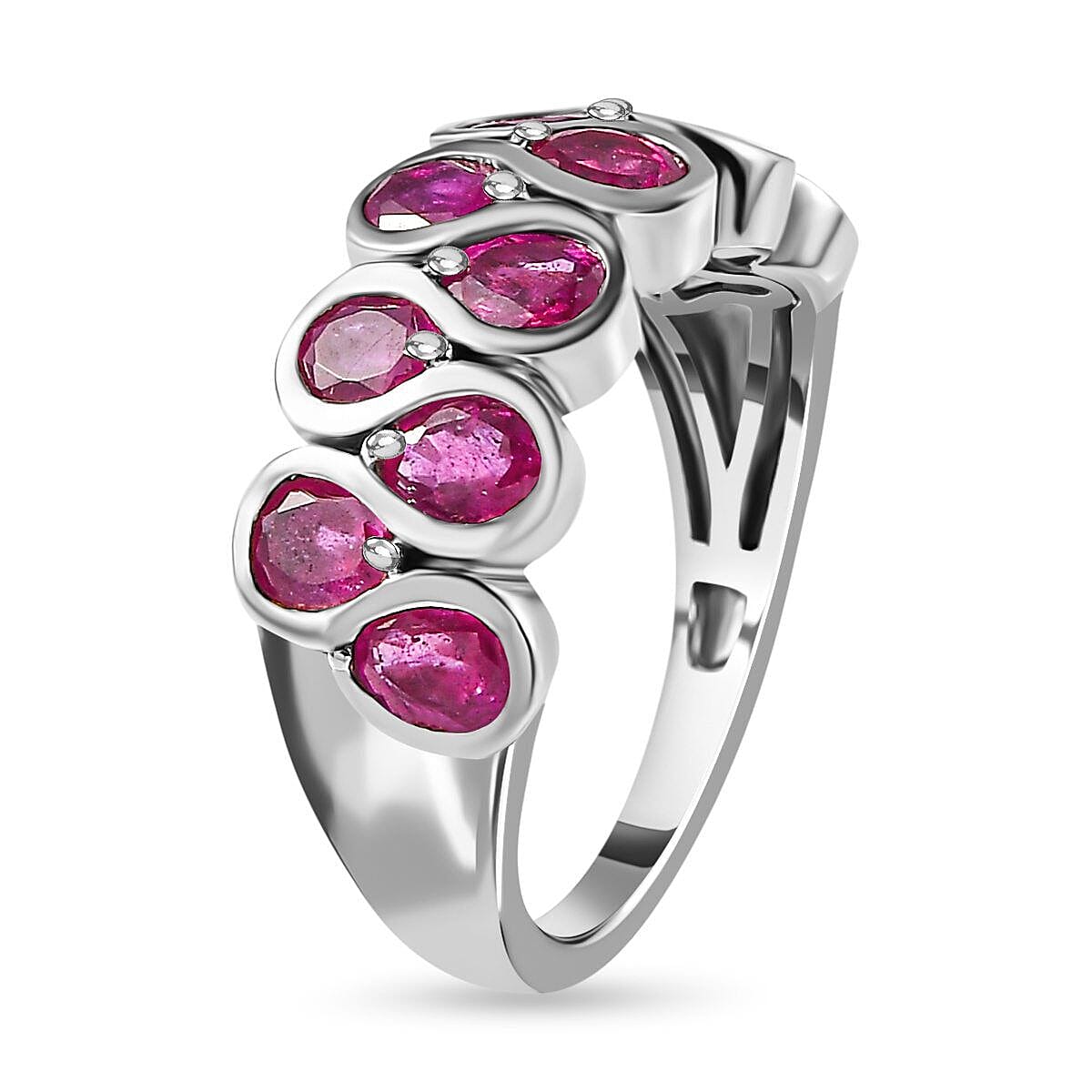 African Ruby Ring in Platinum Overlay Sterling Silver 2.90 Ct.