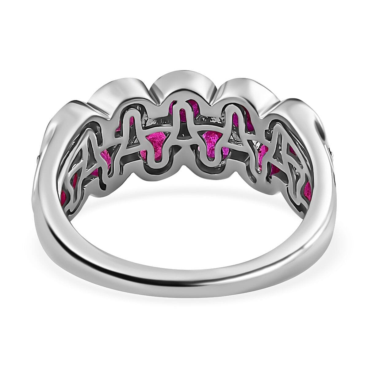 African Ruby Ring in Platinum Overlay Sterling Silver 2.90 Ct.