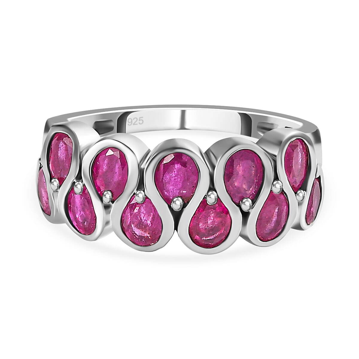 African Ruby Ring in Platinum Overlay Sterling Silver 2.90 Ct.