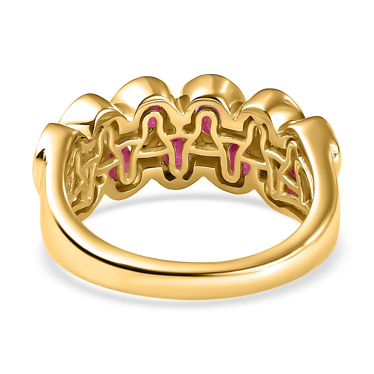 African Ruby Ring in 18K Yellow Gold Vermeil Plated Sterling Silver 2.90 Ct.