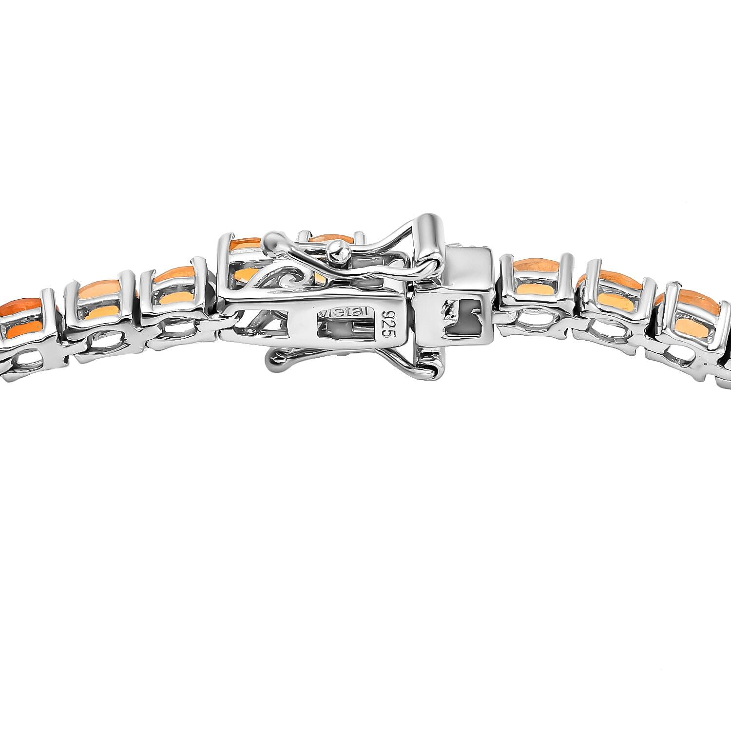 Jalisco Shades of Fire Opal Bracelet (Size - 7.5) in Platinum Overlay Sterling Silver 5.26 Ct, Silver Wt. 9.73 Gms