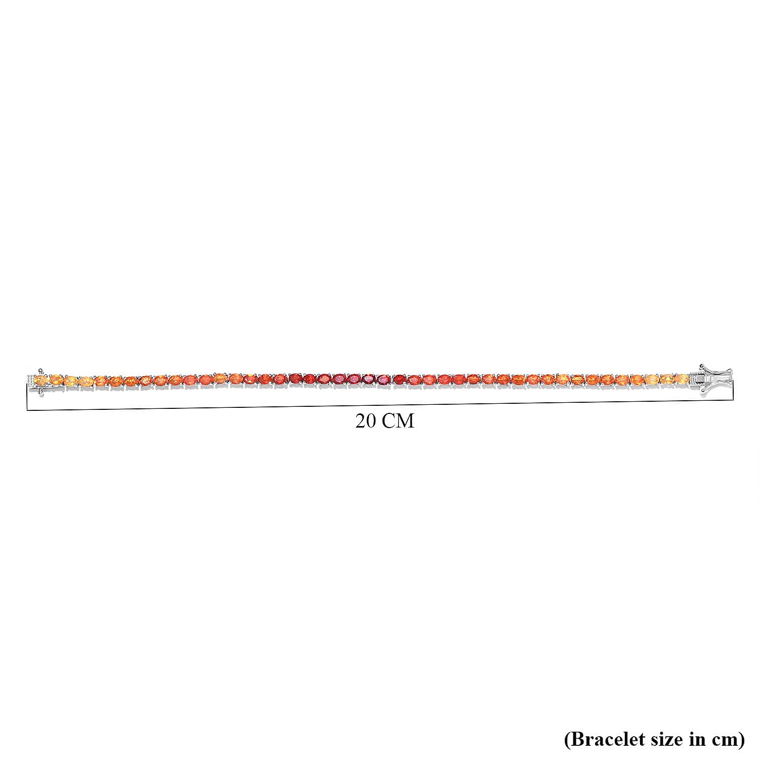 Jalisco Shades of Fire Opal Bracelet (Size - 7.5) in Platinum Overlay Sterling Silver 5.26 Ct, Silver Wt. 9.73 Gms