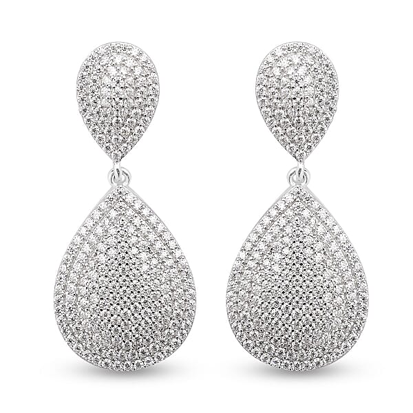 Moissanite Dangling Earrings (With Push Back) in Rhodium Overlay ...