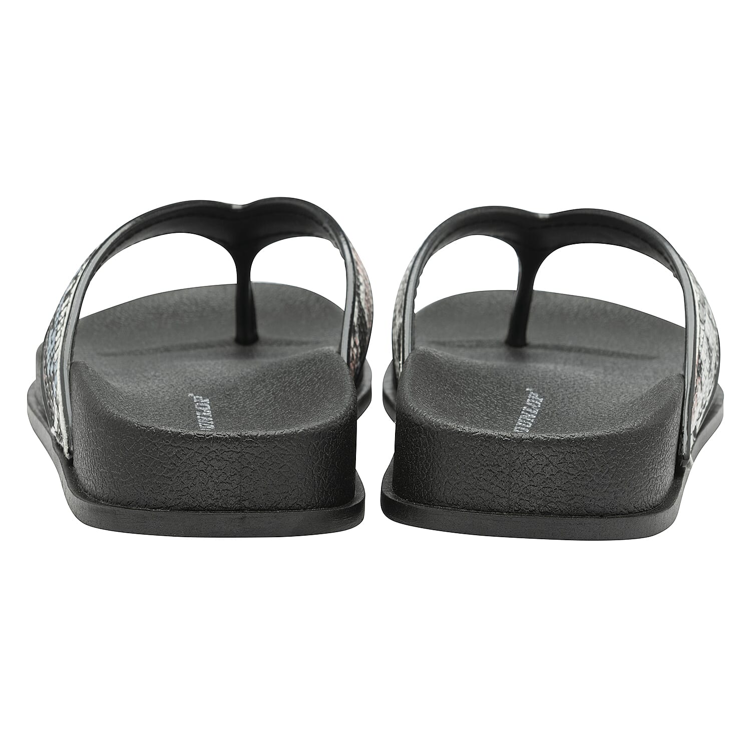 DUNLOP Tyra Snake Print Flip Flop Sandals (Size 3) - Black