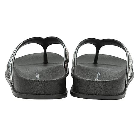 DUNLOP Tyra Snake Print Flip Flop Sandals (Size 3) - Black