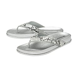 DUNLOP Tyra Snake Print Flip Flop Sandals (Size 3) - Black