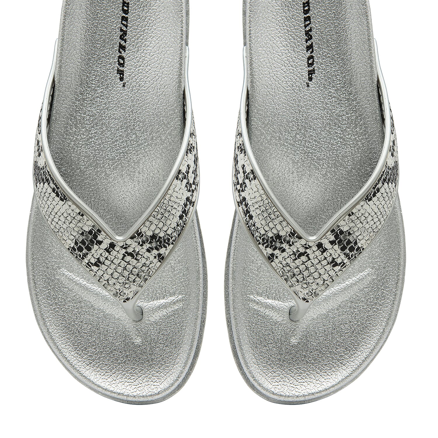 DUNLOP Tyra Snake Print Flip Flop Sandals (Size 3) - Black