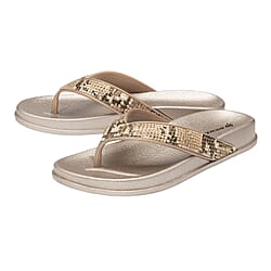 DUNLOP Tyra Snake Print Flip Flop Sandals (Size 3) - Black
