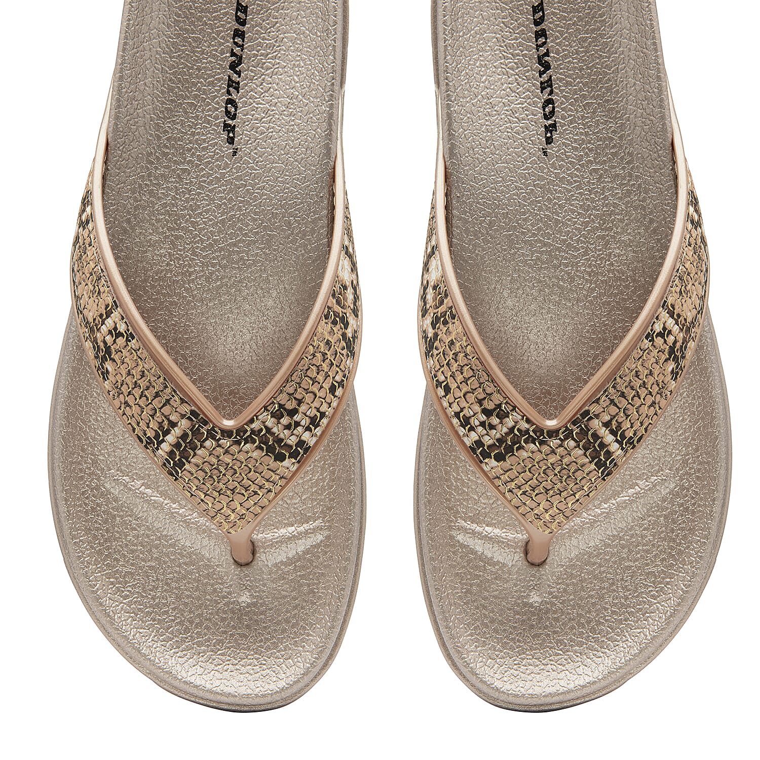 DUNLOP Tyra Snake Print Flip Flop Sandals (Size 3) - Black