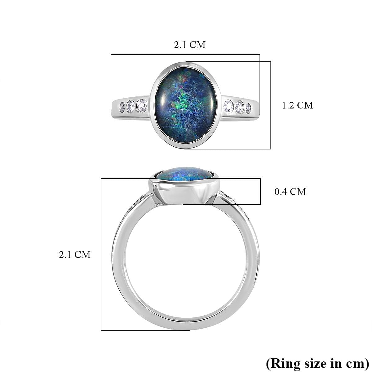 Boulder Opal Triplet and Natural Cambodian Zircon Ring in 18K Vermeil Yellow Gold Plated Sterling Silver 1.85 Ct.