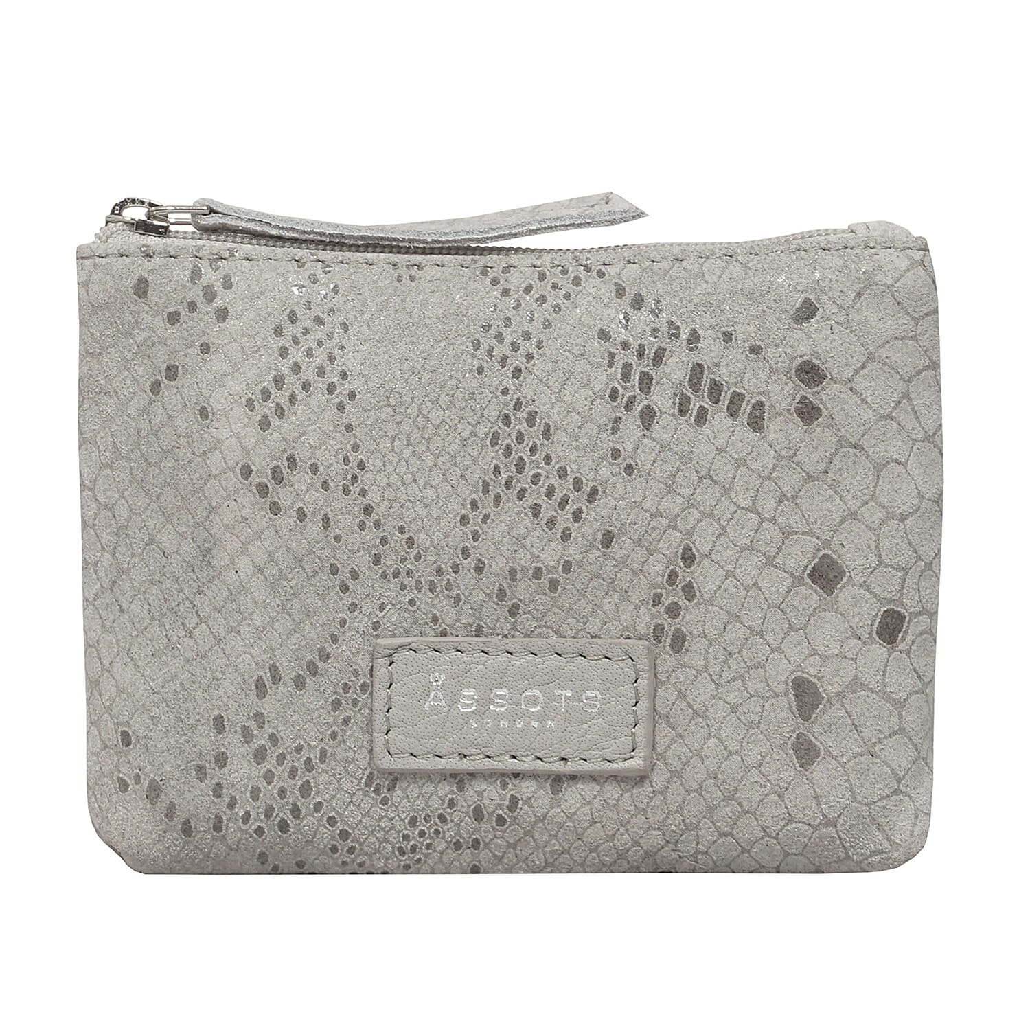 ASSOTS LONDON Denise 100% Genuine Leather Card & Coin Purse (Size 13x9 Cm) - Grey