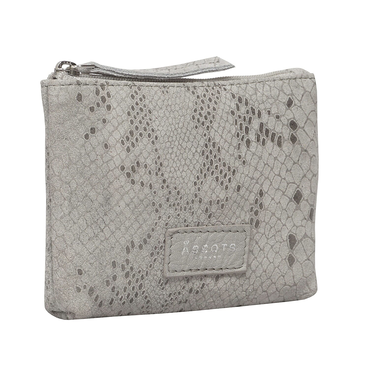 ASSOTS LONDON Denise 100% Genuine Leather Card & Coin Purse (Size 13x9 Cm) - Grey