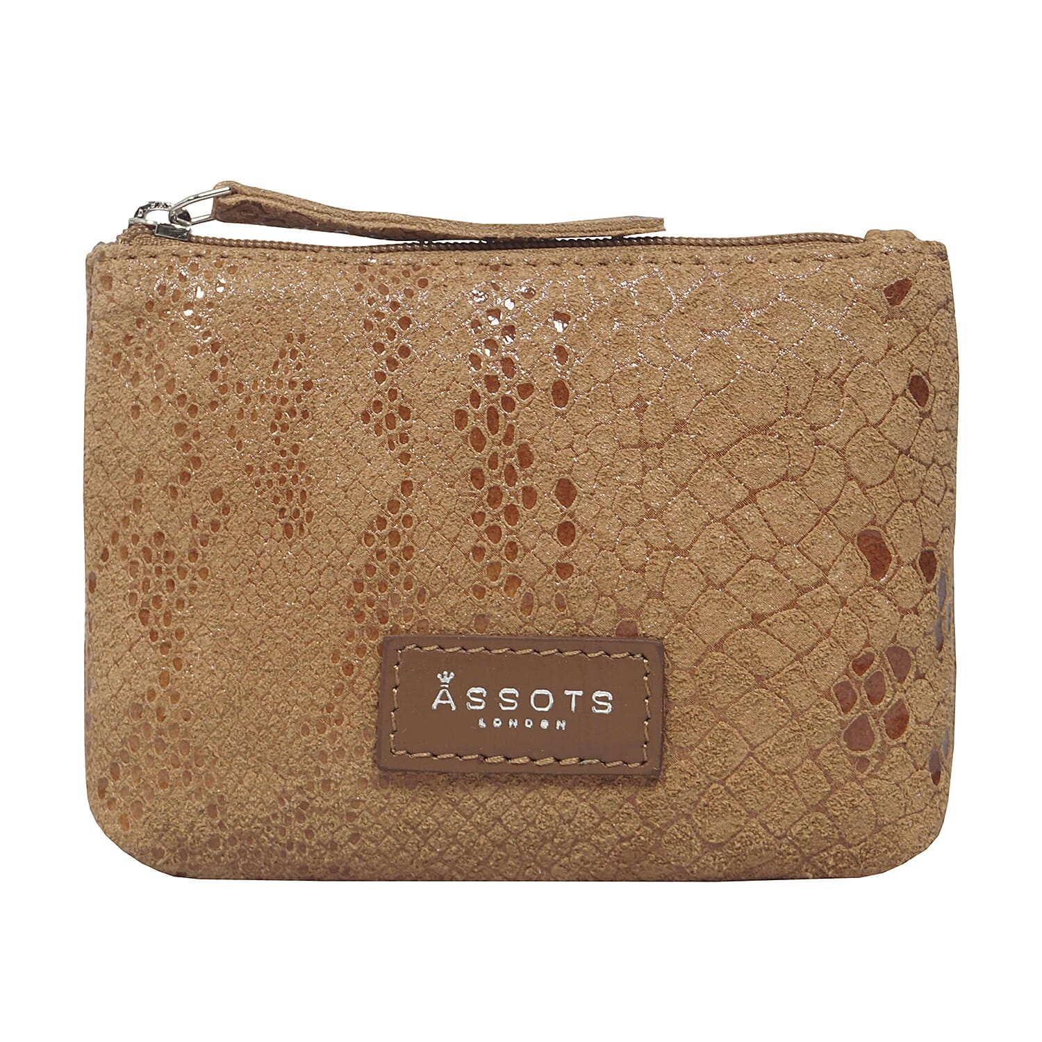 ASSOTS LONDON Denise 100% Genuine Leather Card - Coin Purse (Size 13x9 Cm) - Tan