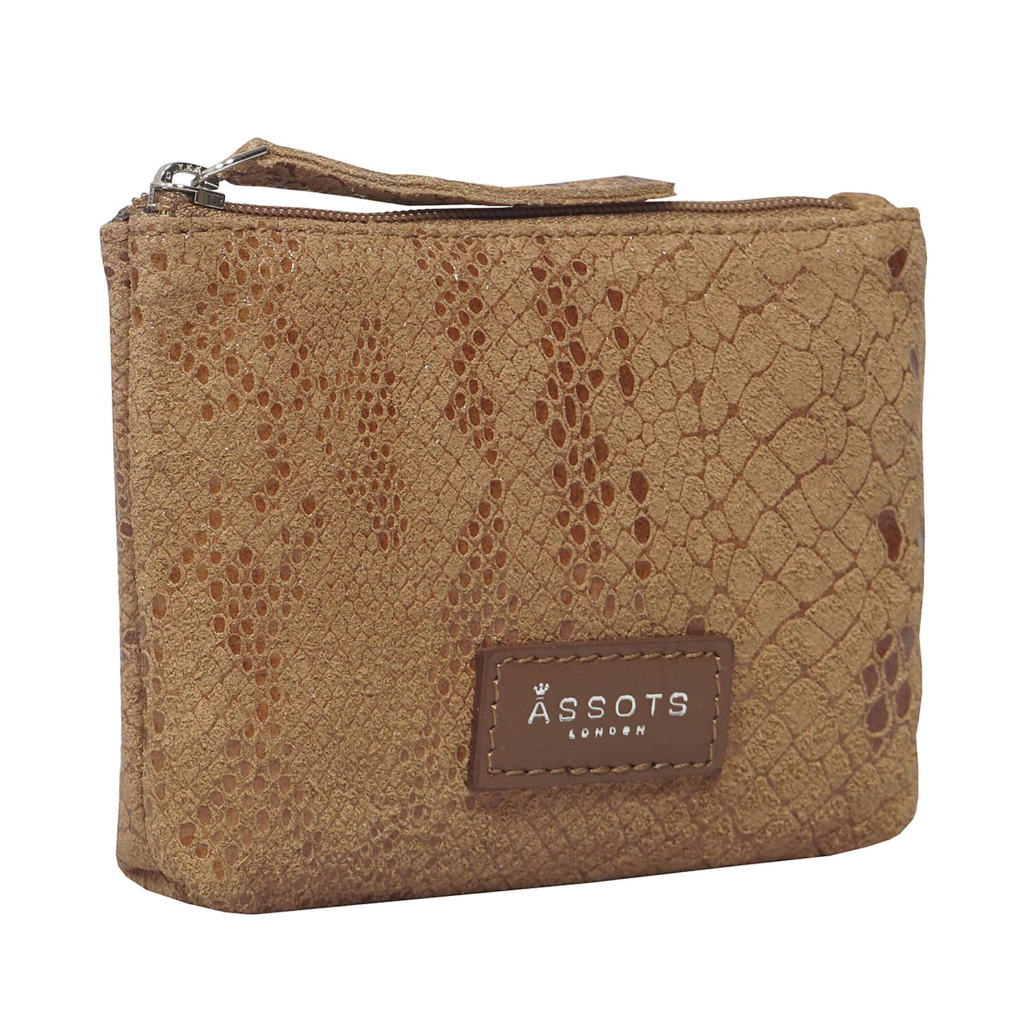 ASSOTS LONDON Denise 100% Genuine Leather Card - Coin Purse (Size 13x9 Cm) - Tan