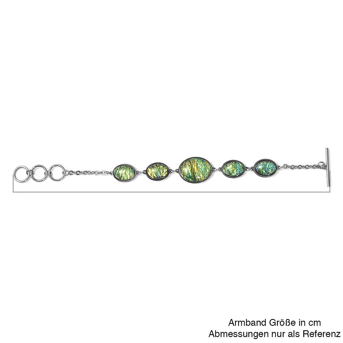 Simulted Green Opal Bracelet (Size - 7) in Stainless Steel