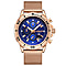 GAMAGES OF LONDON Limited Edition Hand Assembled Dominance Automatic Movement Blue Dial Water Resistant Watch with Rose Gold Colour Mesh Bracelet