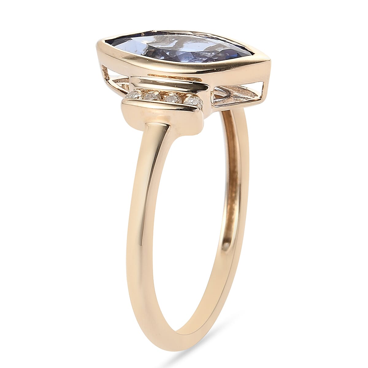 9K Yellow Gold AA Tanzanite and Diamond Ring 1.45 Ct.