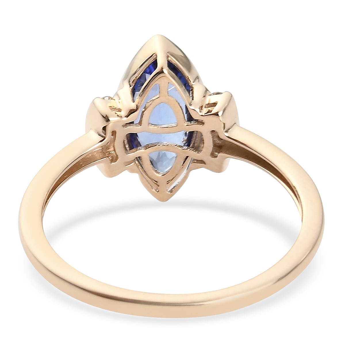 9K Yellow Gold AA Tanzanite and Diamond Ring 1.45 Ct.