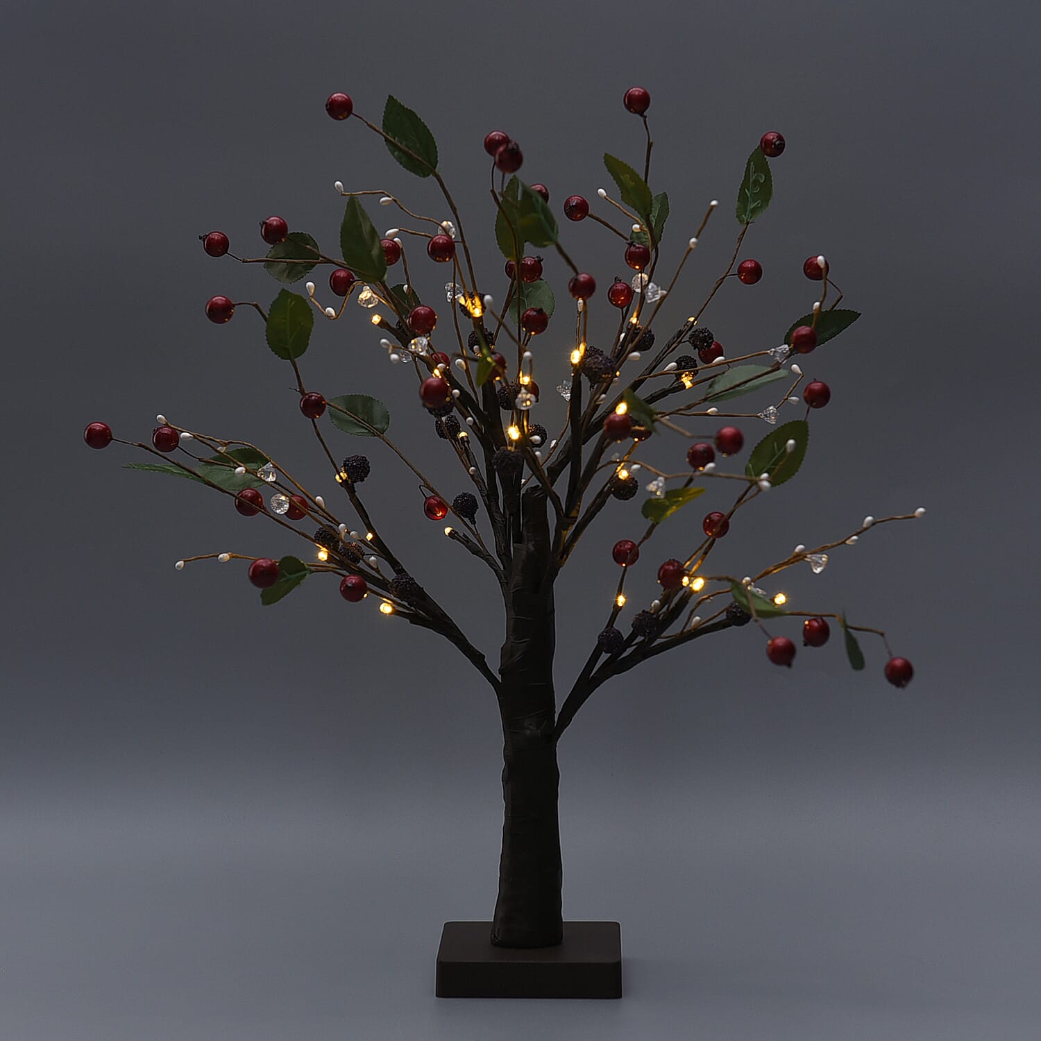 24 LED Tree Lamp Embellished with Leaves and Fruit (3xAA Battery Not Included)