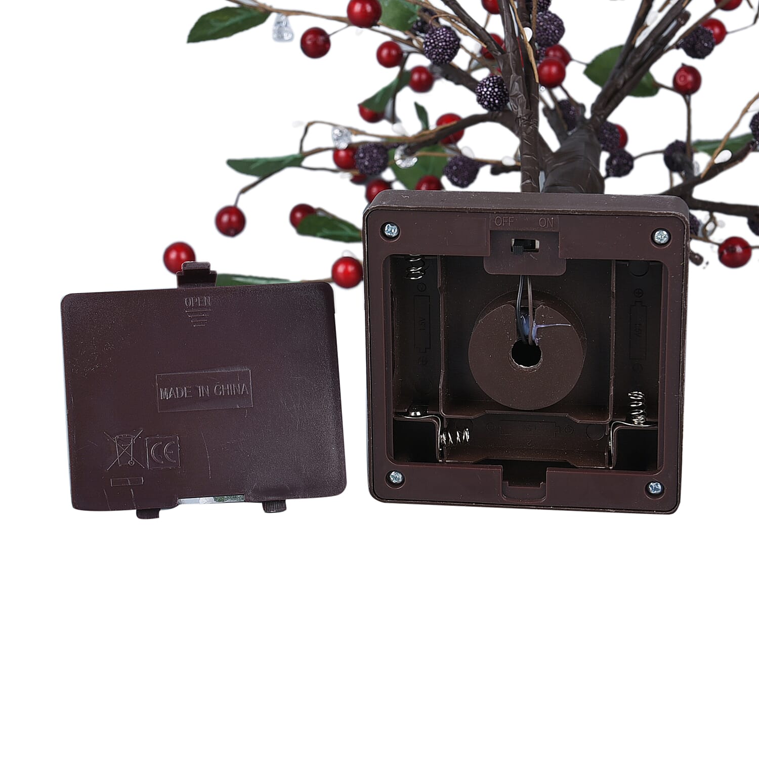 24 LED Tree Lamp Embellished with Leaves and Fruit (3xAA Battery Not Included)