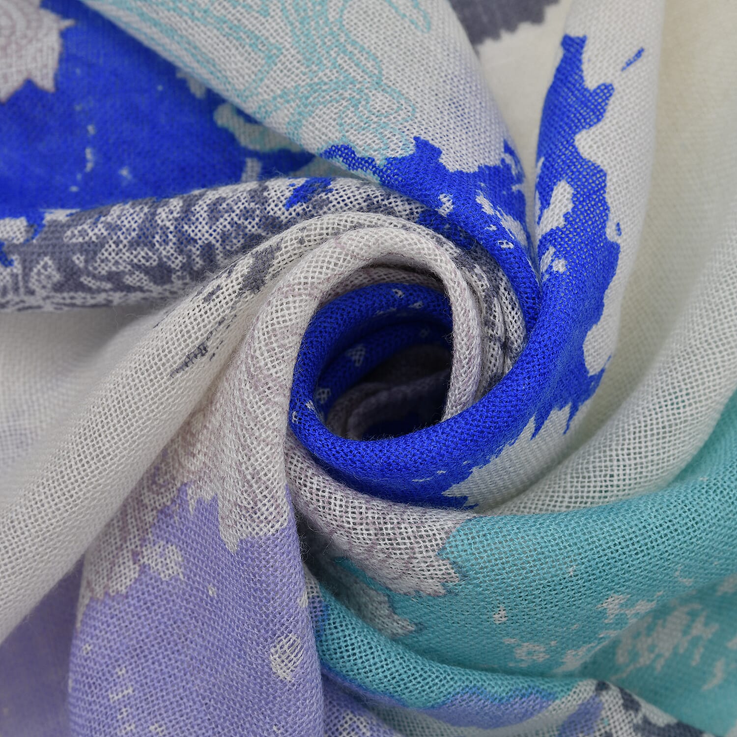 LA MAREY 100% Wool Paisley Pattern Scarf (Size 67x190Cm) - Blue and Green