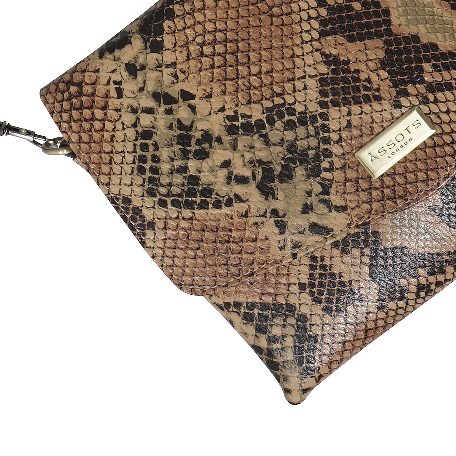ASSOTS LONDON Georgia 100% Genuine Leather Snake Pattern Crossbody Bag (Size 23x17x4 Cm) - Black & Tan