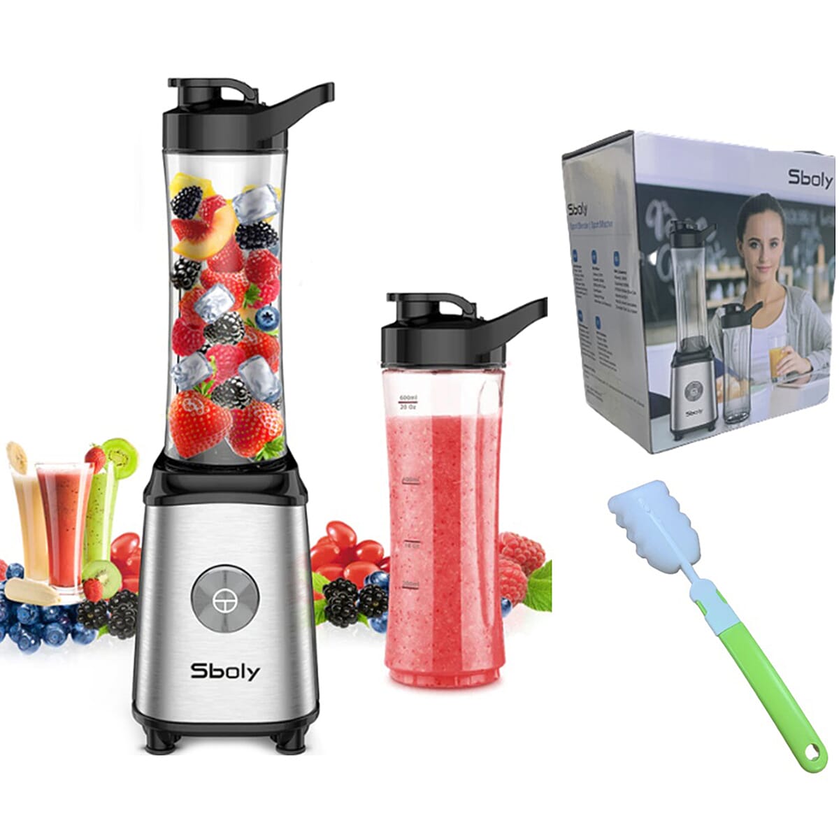 Sboly Food Processor and Blender (Size 10x10x38 cm) - Silver