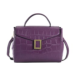 100% Genuine Leather Convertible Bag with Detachable Long Strap (Size 26x18x11 Cm) - Purple