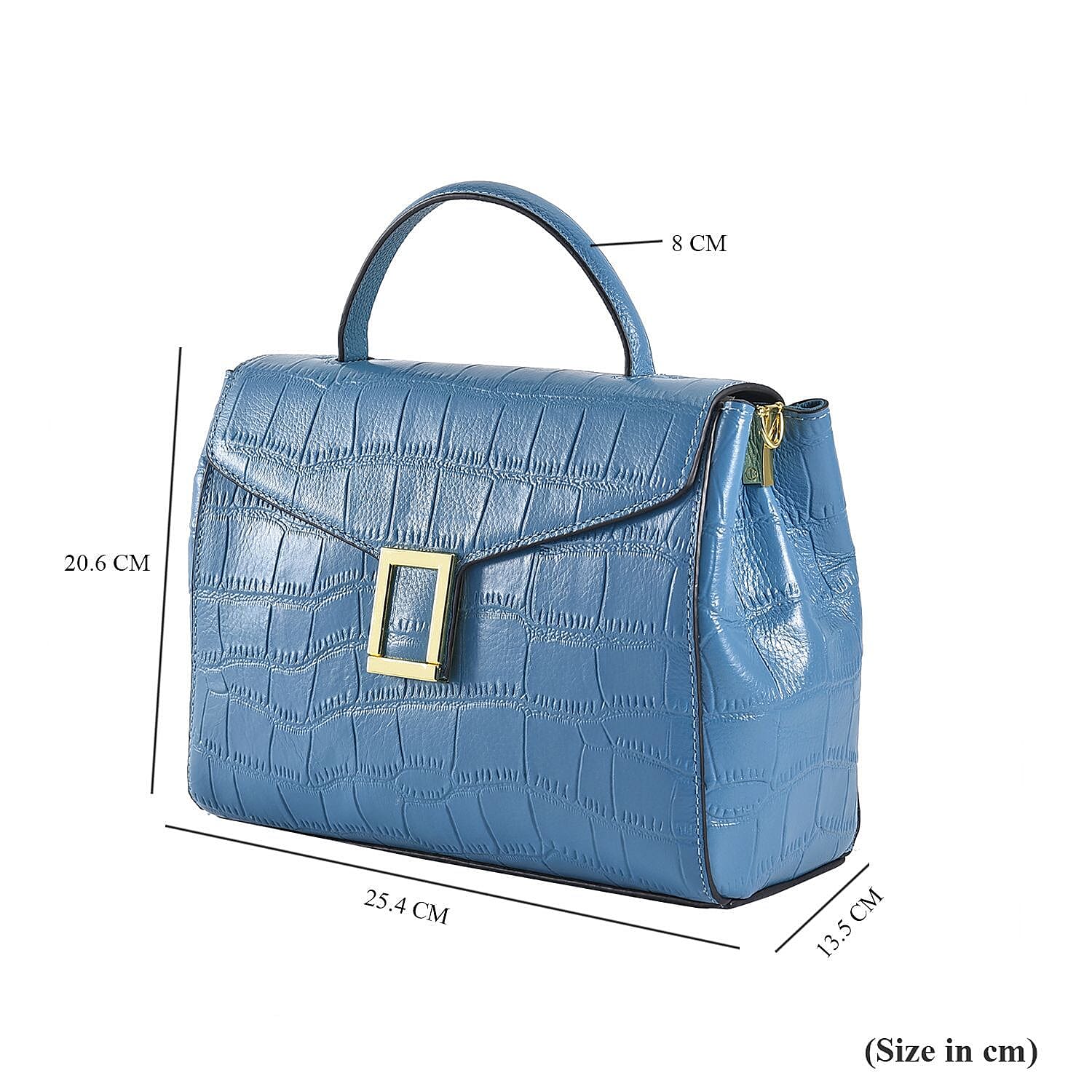 MEGA CLOSE OUT DEAL- 100% Genuine Leather Bag with Detachable Long Strap - Sky Blue