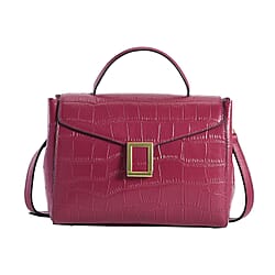  100% Genuine Leather Convertible Bag with Detachable Long Strap (Size 26x18x11 Cm) - Purple