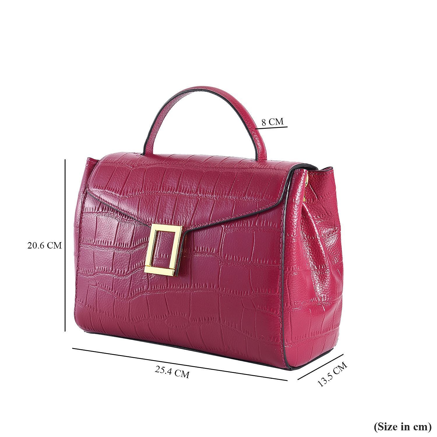 MEGA CLOSE OUT DEAL- 100% Genuine Leather Bag with Detachable Long Strap - Fuscia