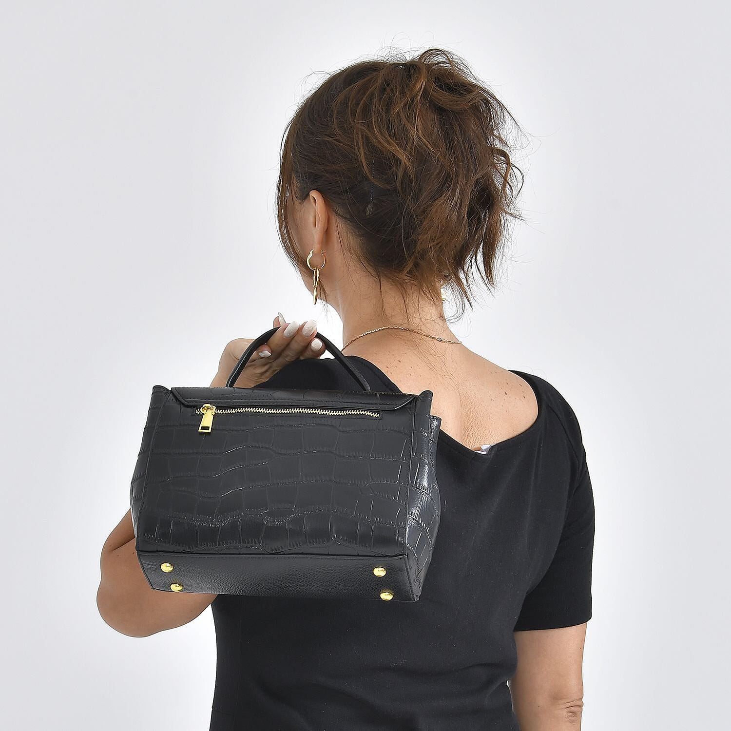 MEGA CLOSE OUT DEAL- 100% Genuine Leather Bag with Detachable Long Strap - Black