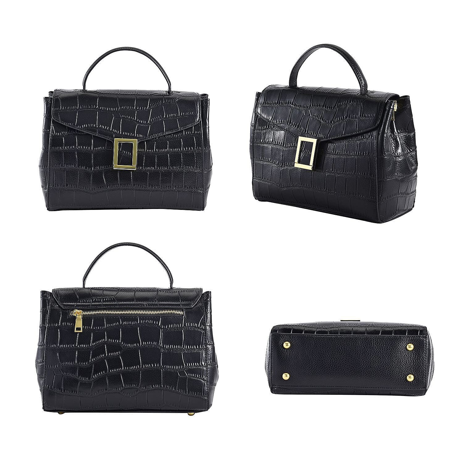 MEGA CLOSE OUT DEAL- 100% Genuine Leather Bag with Detachable Long Strap - Black