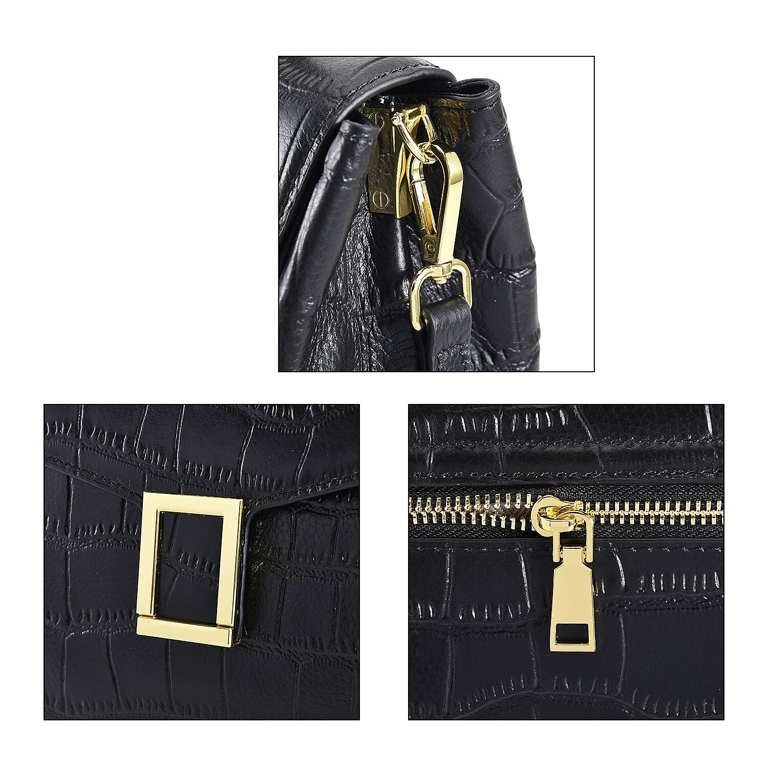 MEGA CLOSE OUT DEAL- 100% Genuine Leather Bag with Detachable Long Strap - Black