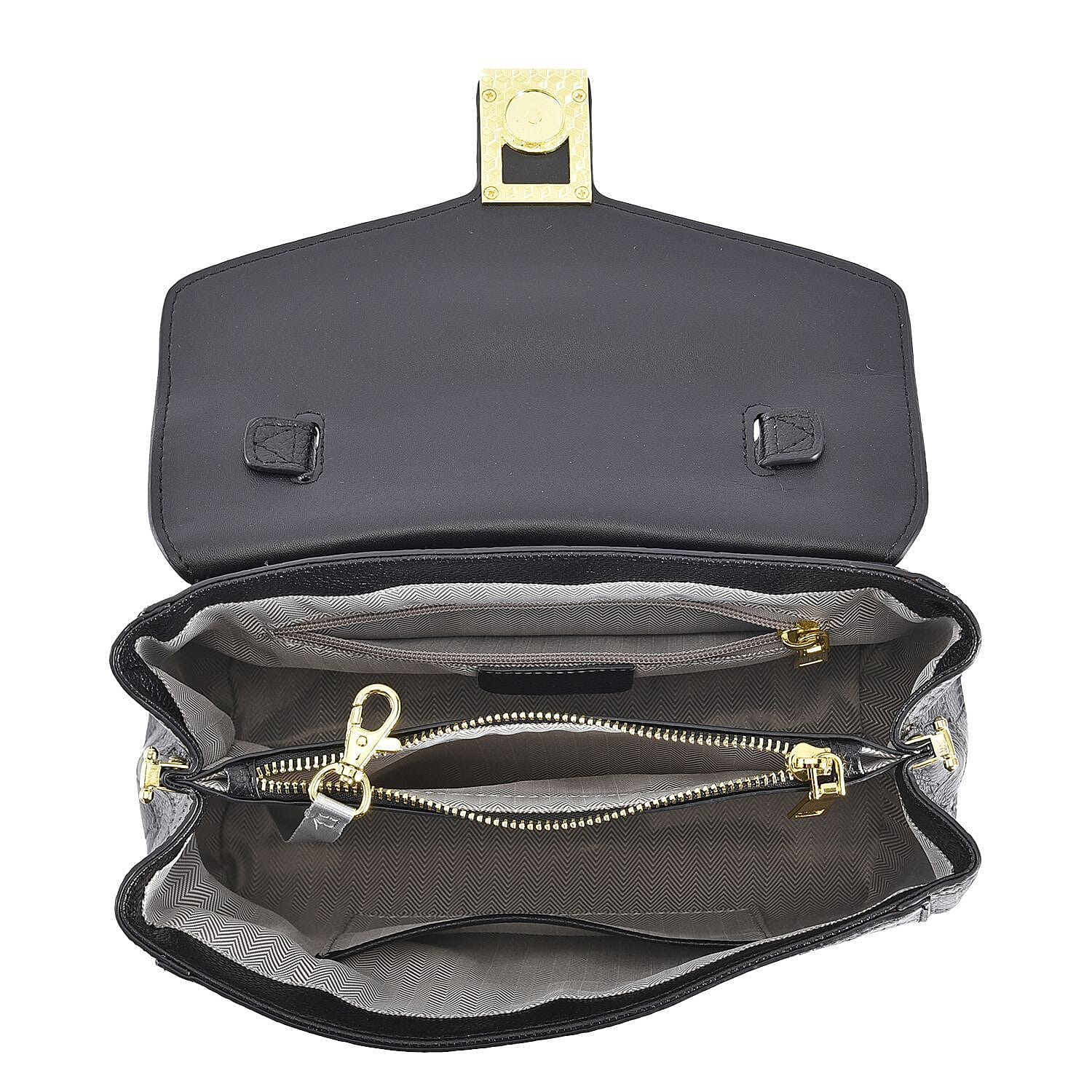 MEGA CLOSE OUT DEAL- 100% Genuine Leather Bag with Detachable Long Strap - Black