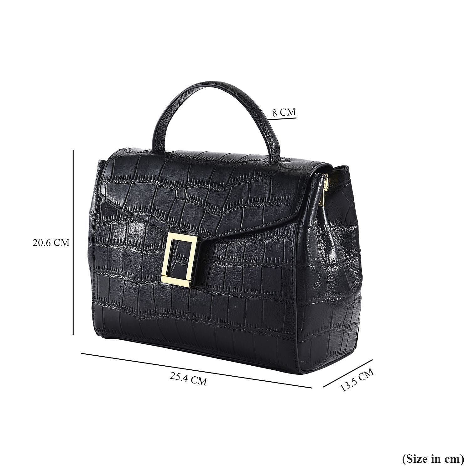 MEGA CLOSE OUT DEAL- 100% Genuine Leather Bag with Detachable Long Strap - Black