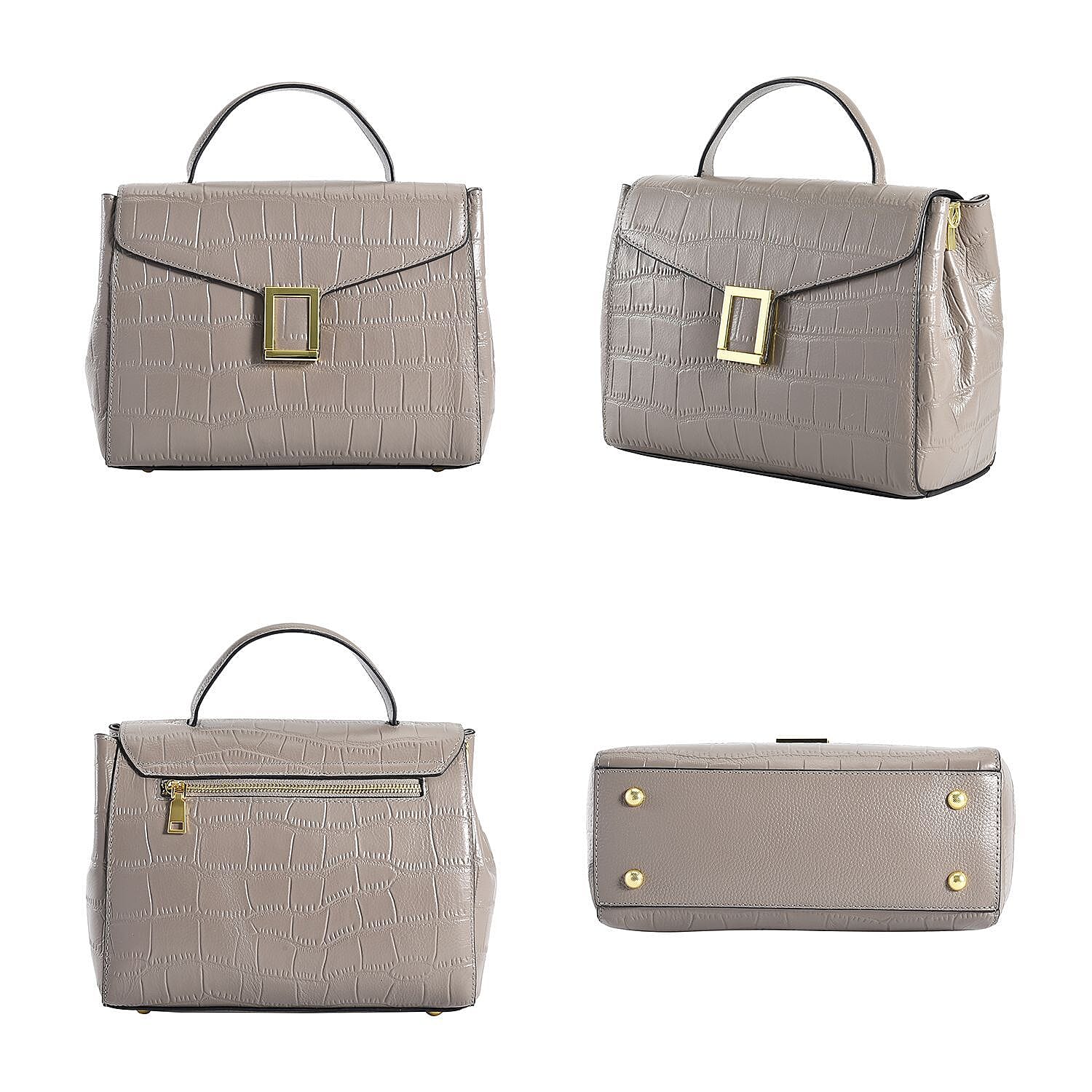 MEGA CLOSE OUT DEAL- 100% Genuine Leather Bag with Detachable Long Strap - Grey