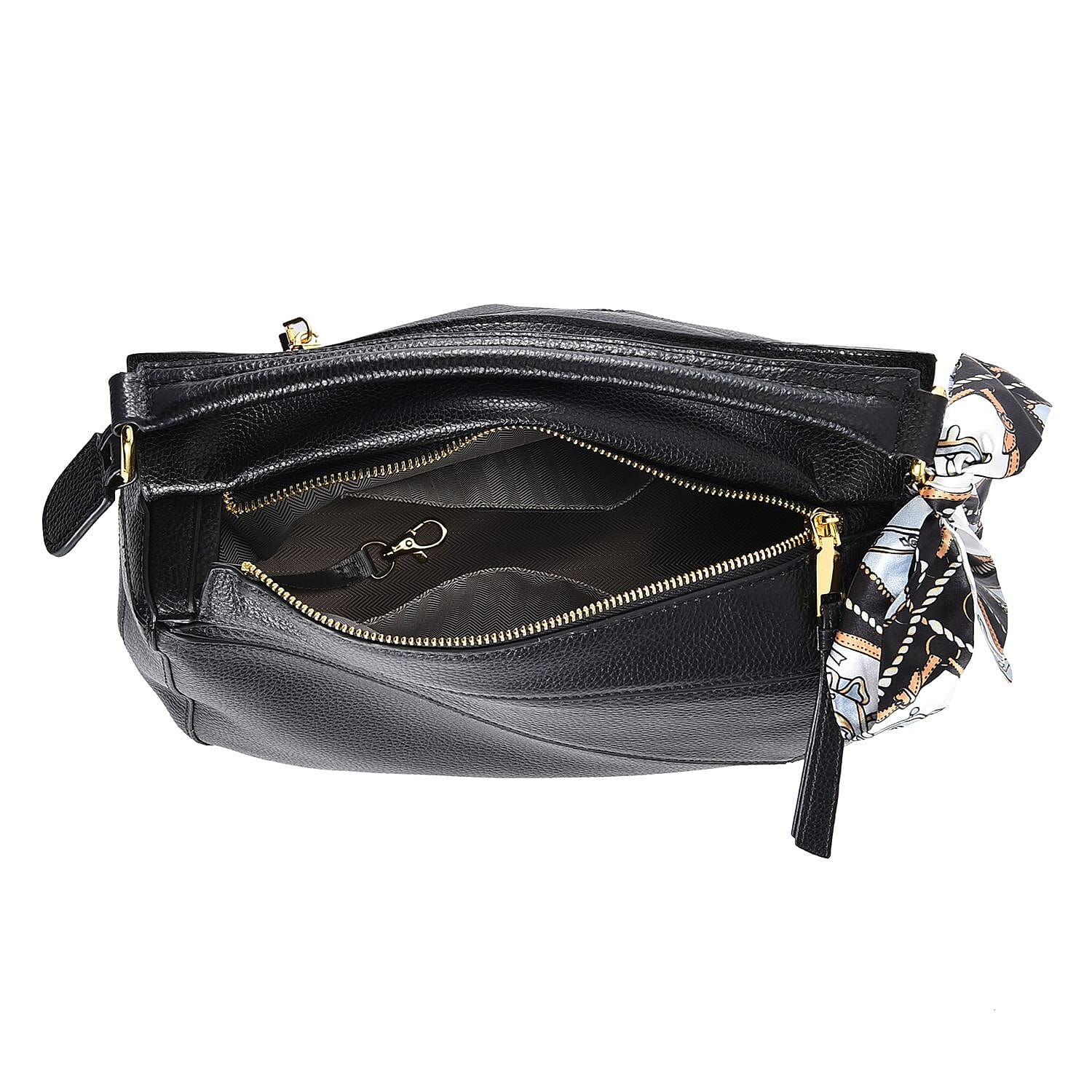  100% Genuine Leather Convertible Bag with Detachable Long Strap (Size 30x18x12 Cm) - Black