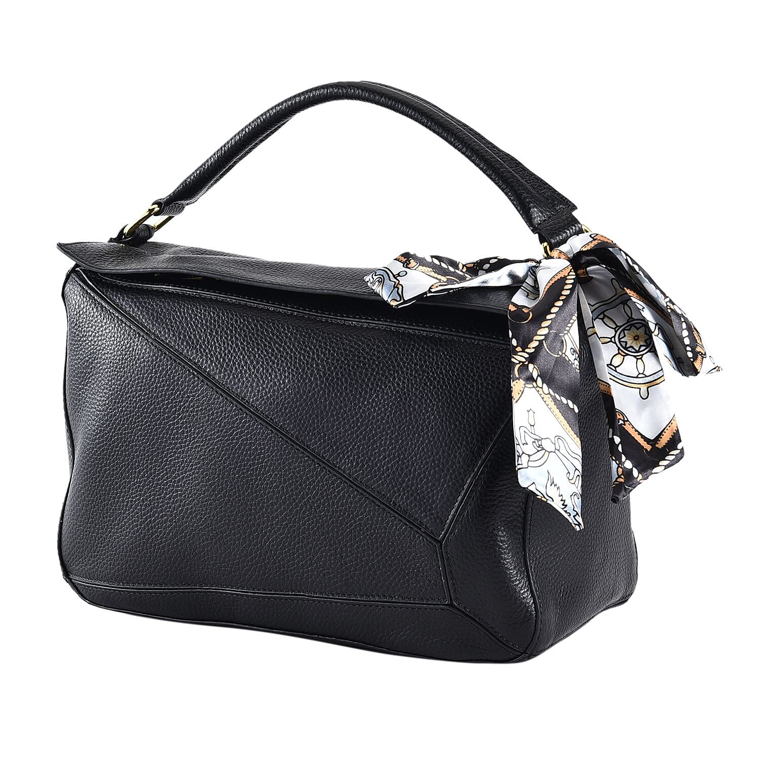  100% Genuine Leather Convertible Bag with Detachable Long Strap (Size 30x18x12 Cm) - Black