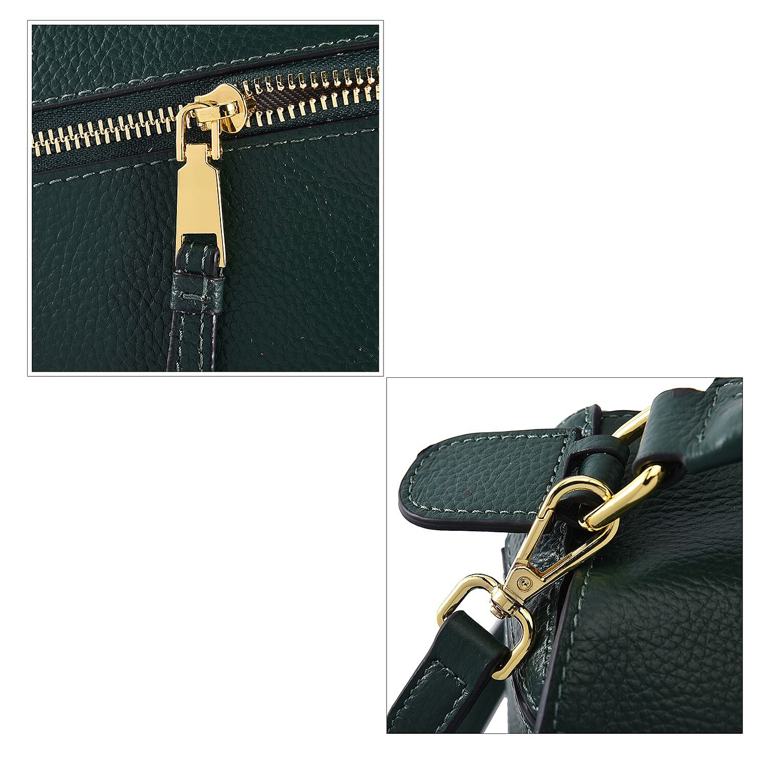 100% Genuine Leather Desginer Inspired Handbag with Detachable Long Strap - Green