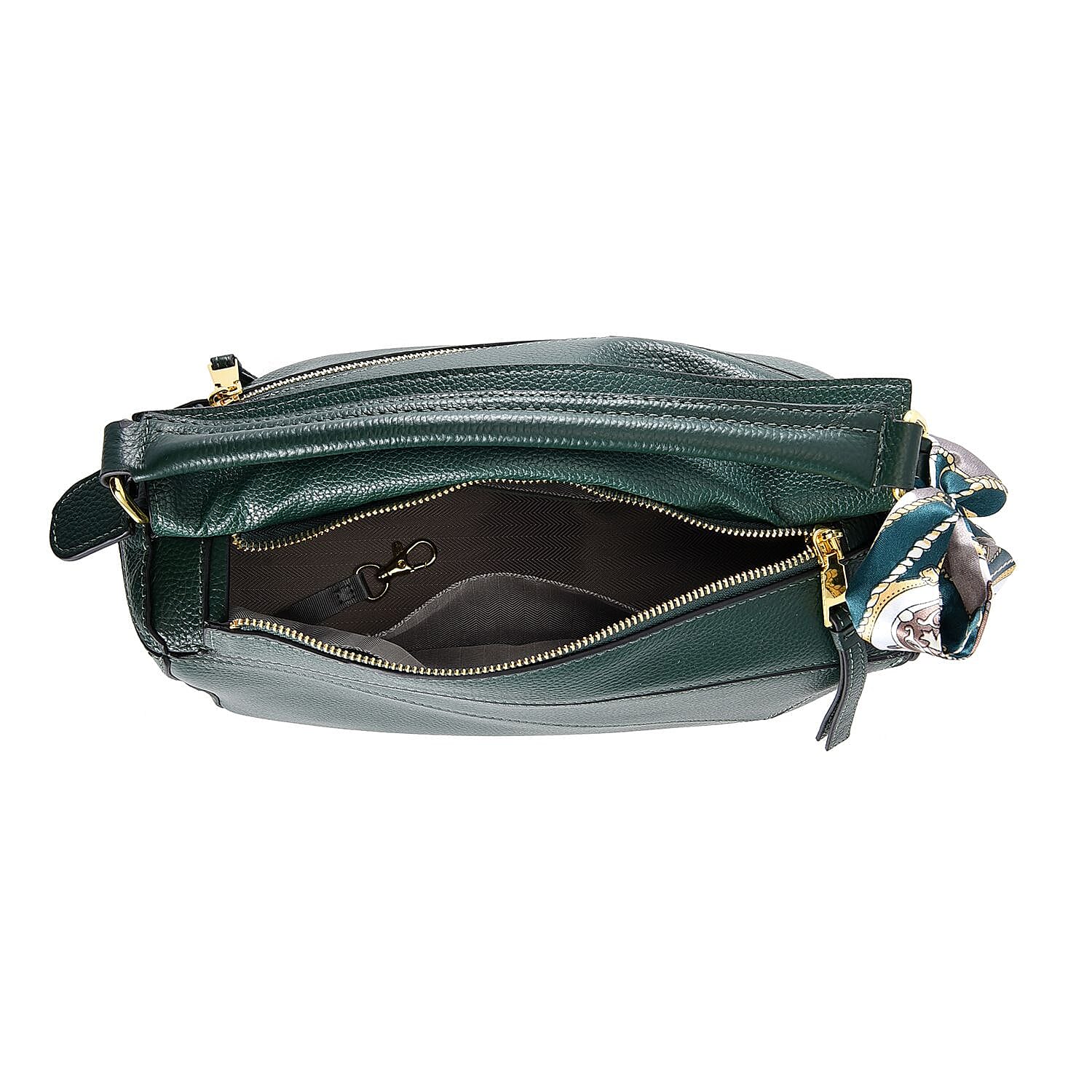 100% Genuine Leather Desginer Inspired Handbag with Detachable Long Strap - Green