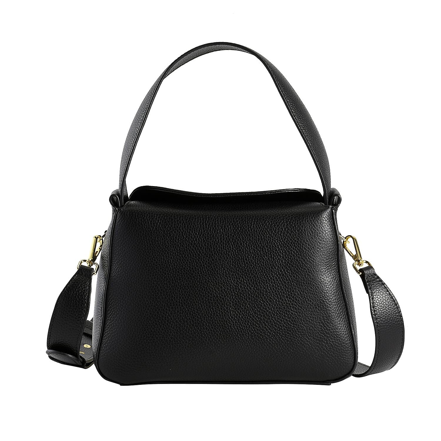 Genuine Leather Solid Crossbody Bag - Black & Gray
