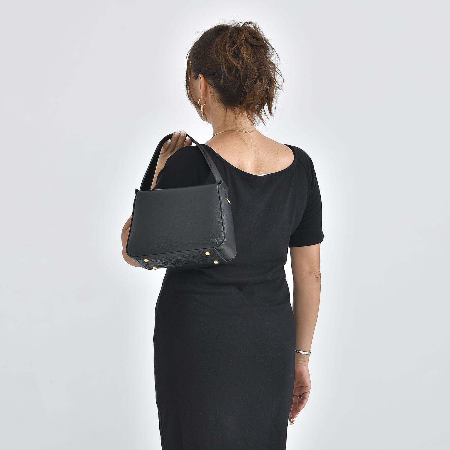 Genuine Leather Solid Crossbody Bag - Black & Gray