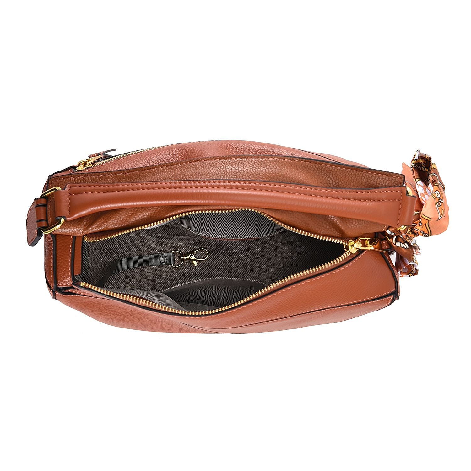 100% Genuine Leather Desginer Inspired Handbag with Detachable Long Strap (Size 30x18x12 Cm) - Tan