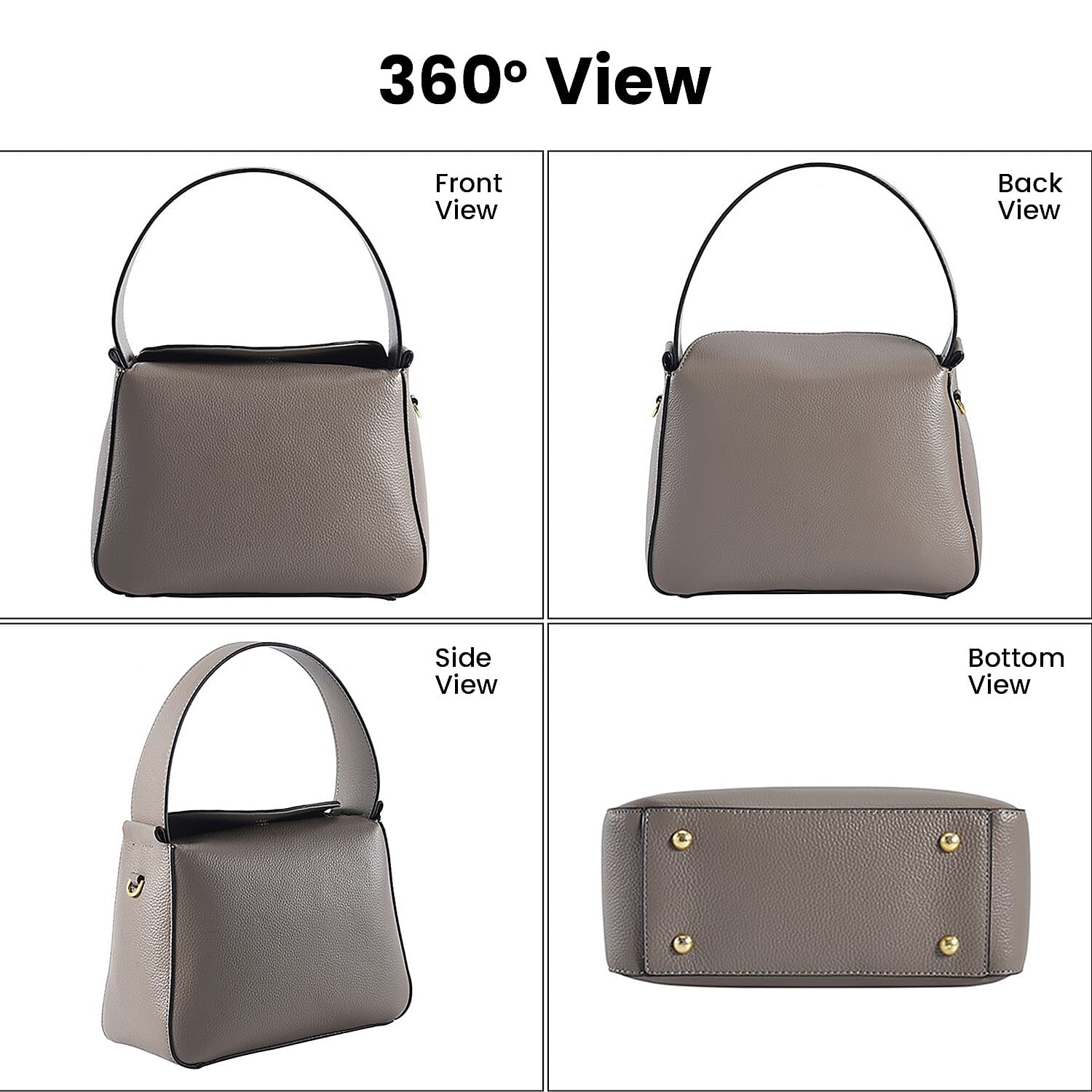 Genuine Leather Solid Crossbody Bag (Size 25x18x10 cm) - Grey