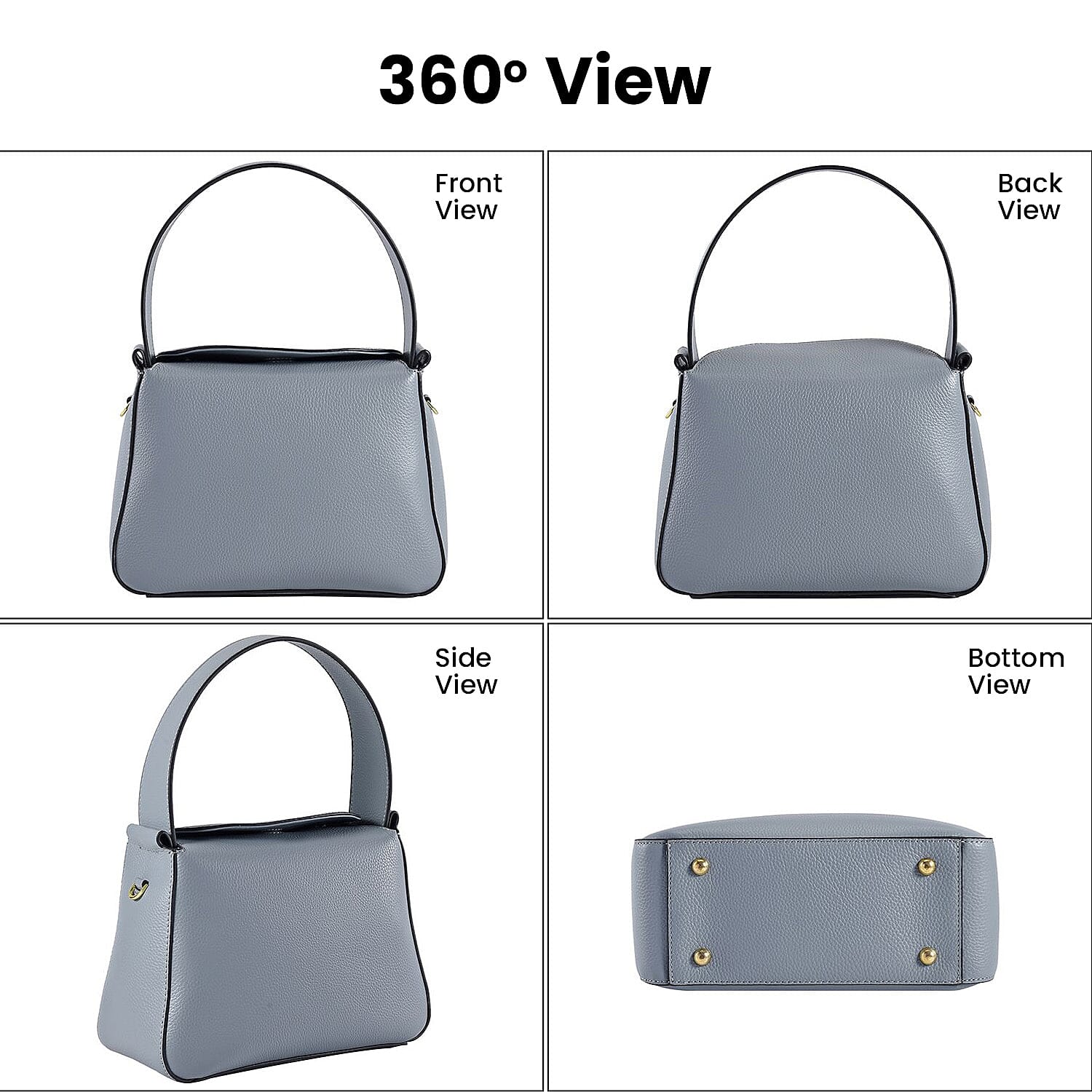 Genuine Leather Solid Crossbody Bag - Blue