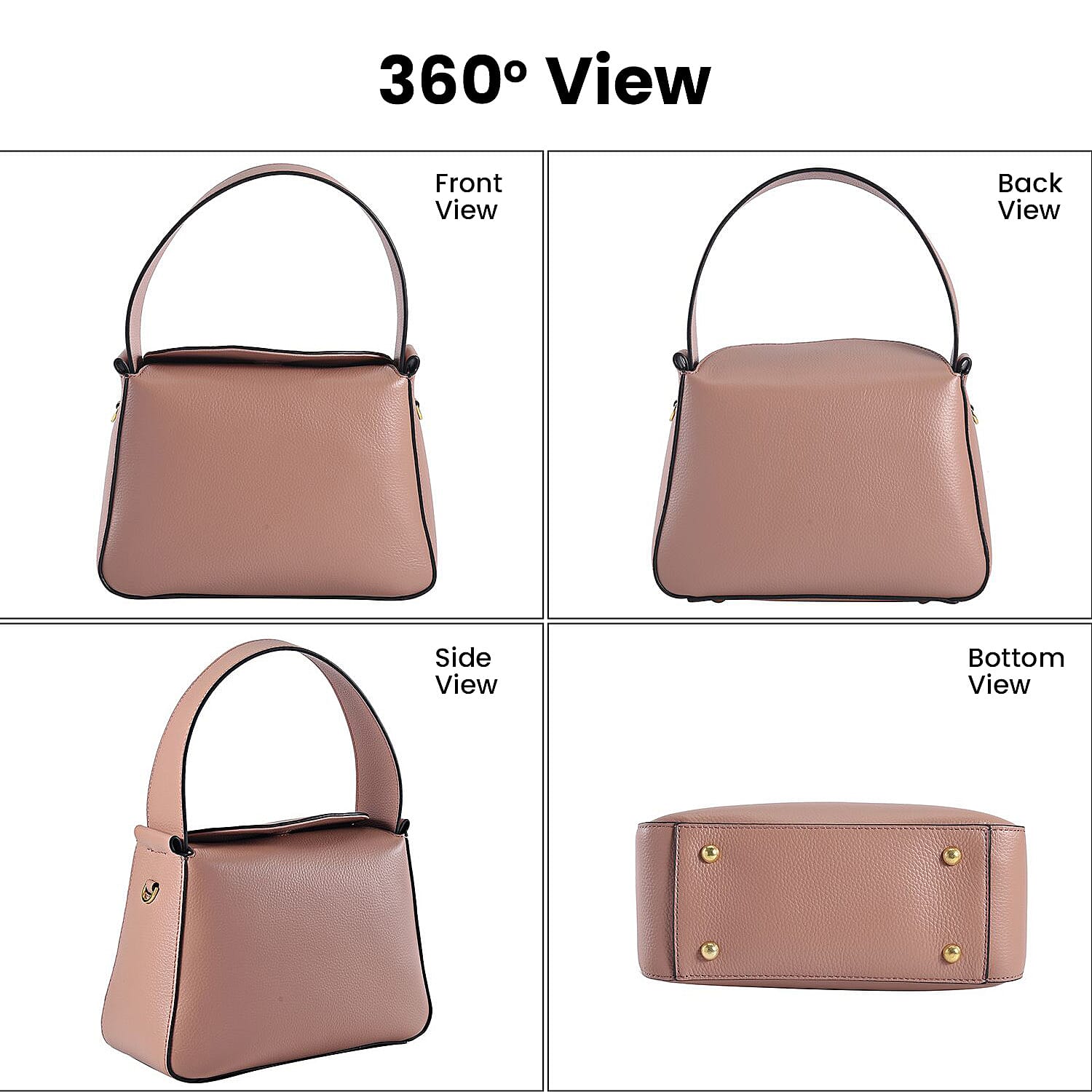 Genuine Leather Solid Crossbody Bag - Pink